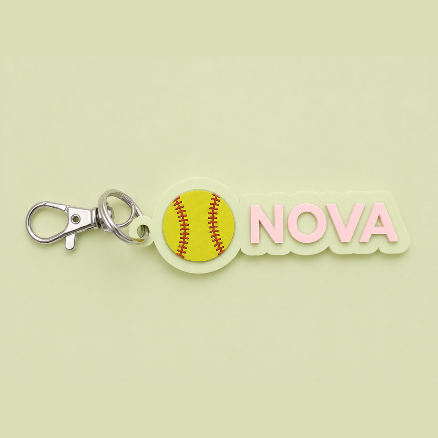 Pastel Softball Keychain