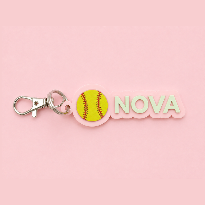 Pastel Softball Keychain