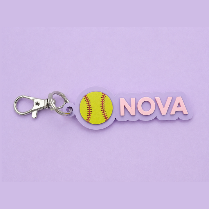 Pastel Softball Keychain
