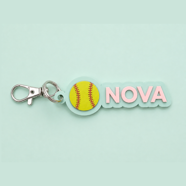 Pastel Softball Keychain