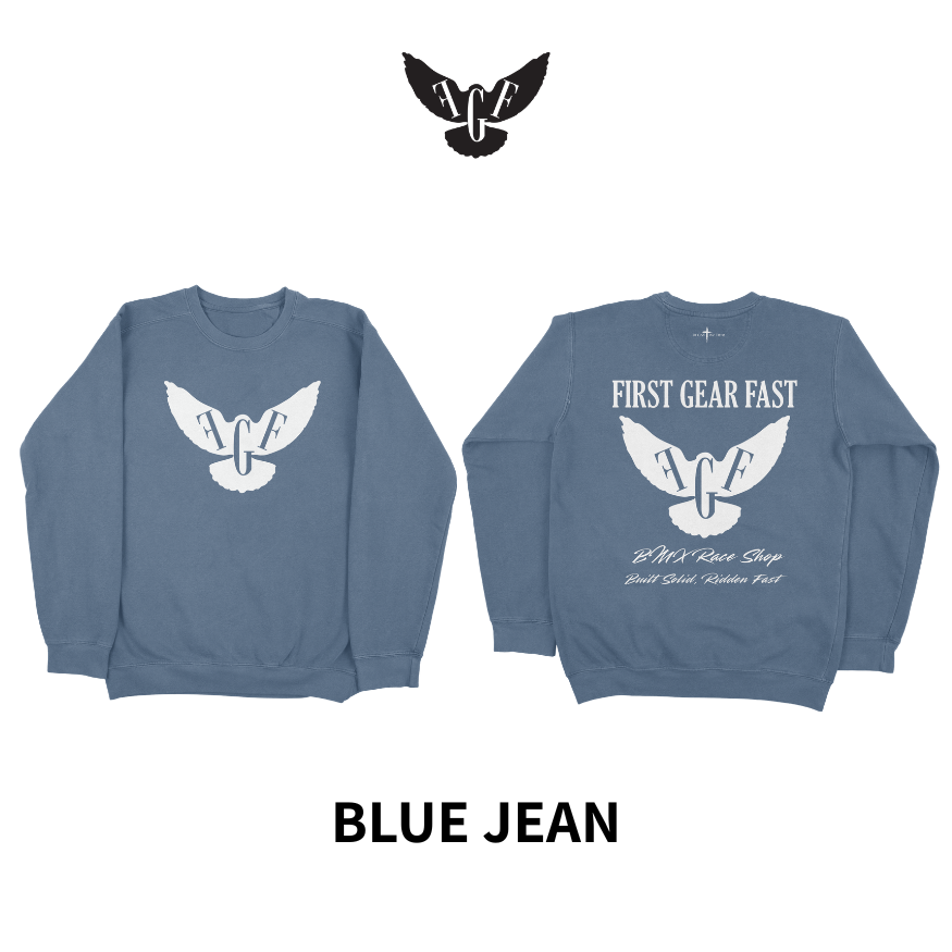 Premium Garment-Dyed Crewneck Sweatshirt – Soft Relaxed Fit Fleece Pullover | First Gear Fast