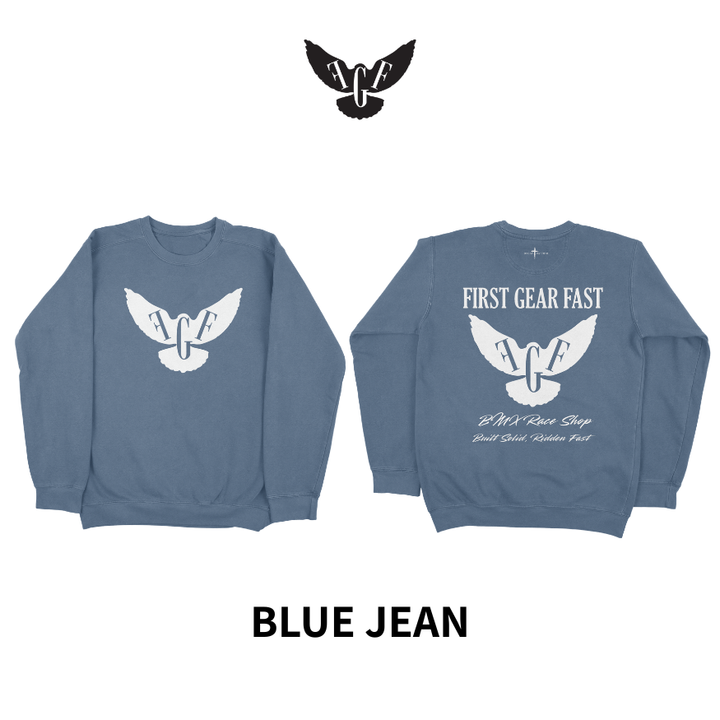 Premium Garment-Dyed Crewneck Sweatshirt – Soft Relaxed Fit Fleece Pullover | First Gear Fast