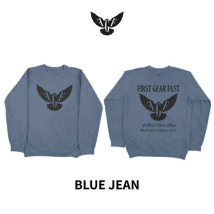Premium Garment-Dyed Crewneck Sweatshirt – Soft Relaxed Fit Fleece Pullover | First Gear Fast