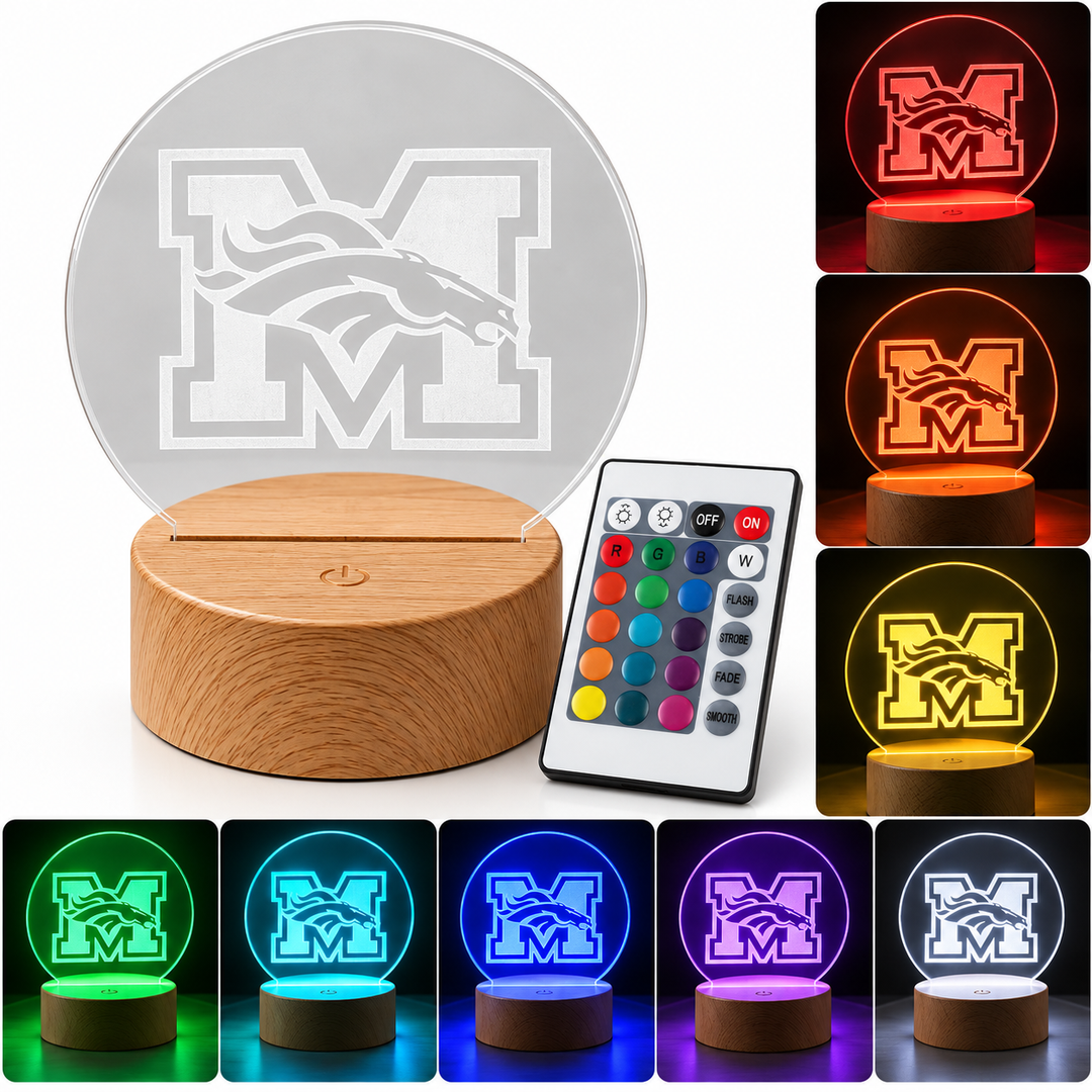Mustang Broncos Color-Changing LED Acrylic Light with Remote