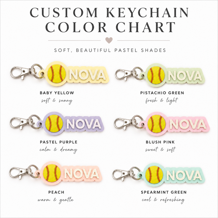 Pastel Softball Keychain