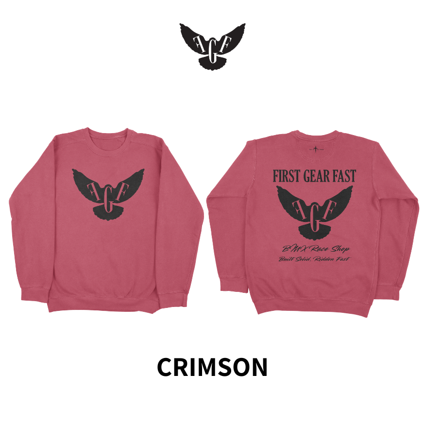 Premium Garment-Dyed Crewneck Sweatshirt – Soft Relaxed Fit Fleece Pullover | First Gear Fast