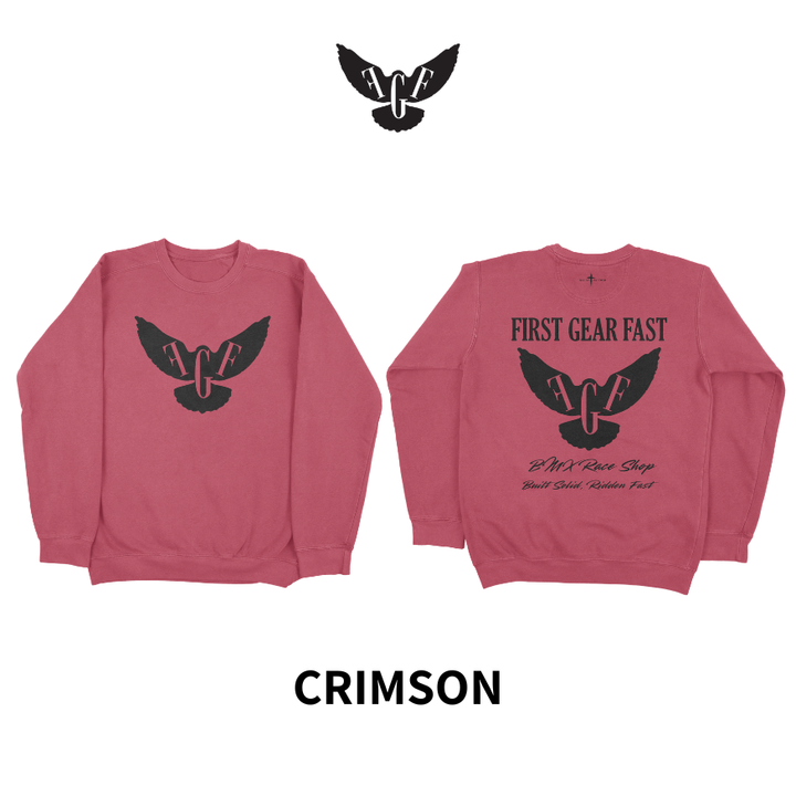 Premium Garment-Dyed Crewneck Sweatshirt – Soft Relaxed Fit Fleece Pullover | First Gear Fast