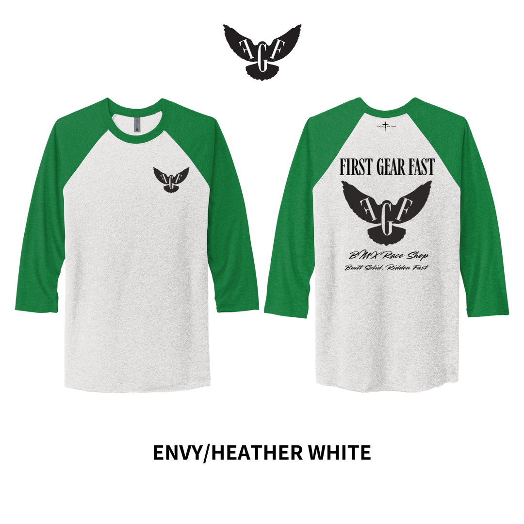 Premium Performance 3/4 Sleeve Raglan Shirt – Lightweight Athletic Tee | First Gear Fast