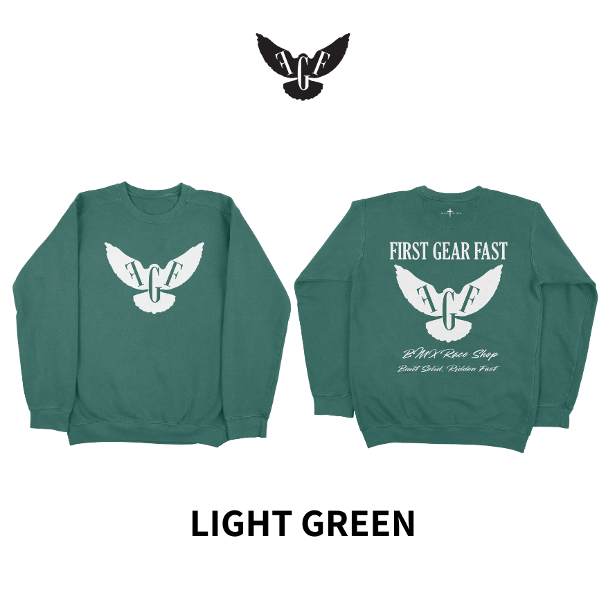 Premium Garment-Dyed Crewneck Sweatshirt – Soft Relaxed Fit Fleece Pullover | First Gear Fast
