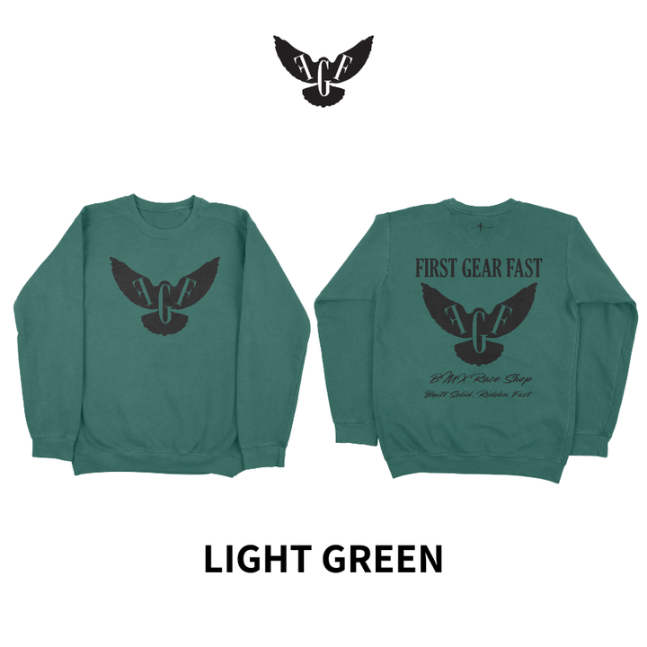 Premium Garment-Dyed Crewneck Sweatshirt – Soft Relaxed Fit Fleece Pullover | First Gear Fast