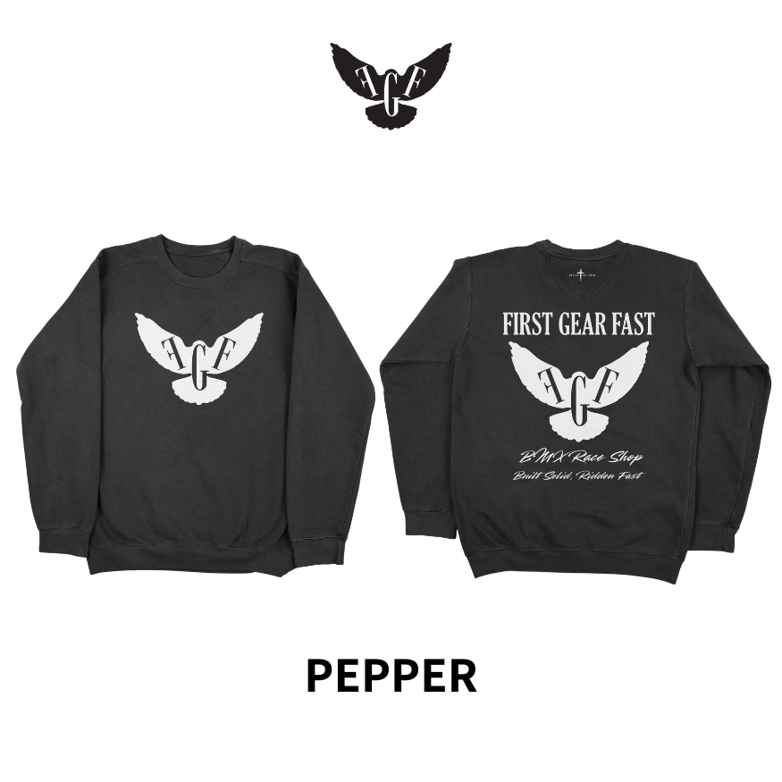 Premium Garment-Dyed Crewneck Sweatshirt – Soft Relaxed Fit Fleece Pullover | First Gear Fast