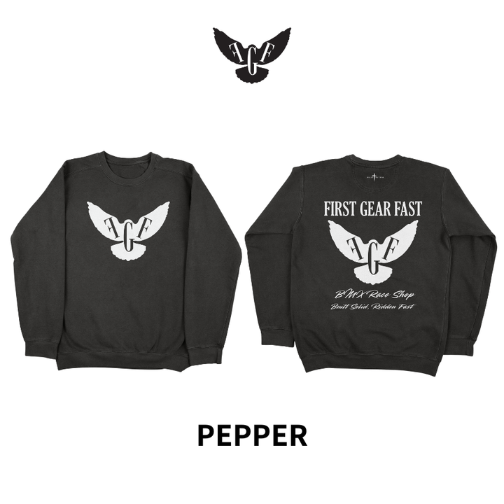 Premium Garment-Dyed Crewneck Sweatshirt – Soft Relaxed Fit Fleece Pullover | First Gear Fast