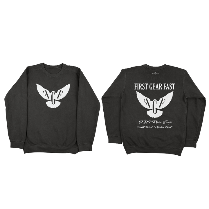 Premium Garment-Dyed Crewneck Sweatshirt – Soft Relaxed Fit Fleece Pullover | First Gear Fast