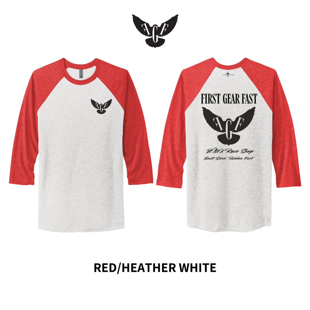 Premium Performance 3/4 Sleeve Raglan Shirt – Lightweight Athletic Tee | First Gear Fast