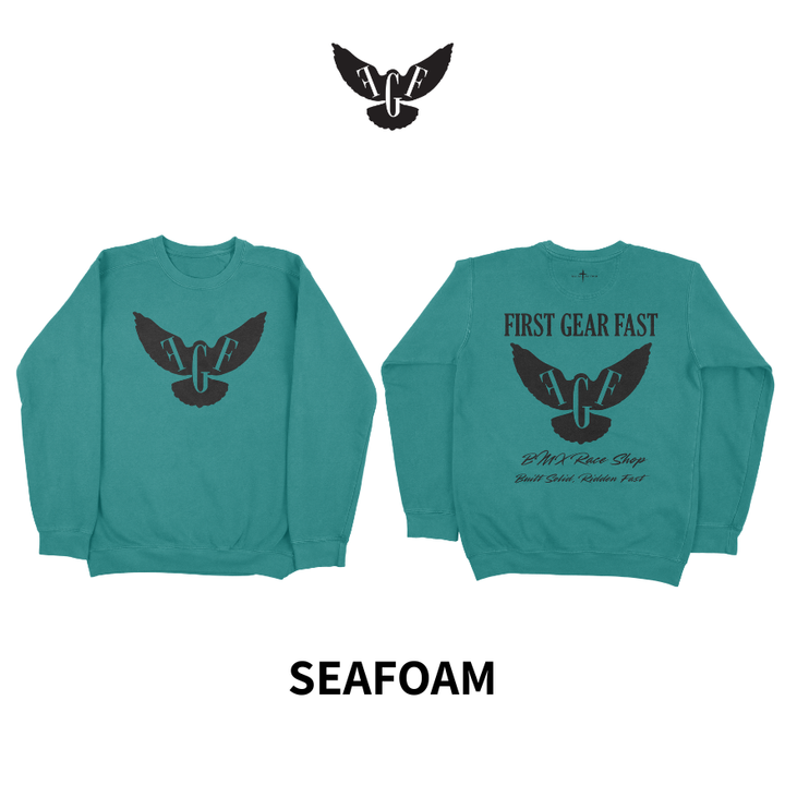 Premium Garment-Dyed Crewneck Sweatshirt – Soft Relaxed Fit Fleece Pullover | First Gear Fast