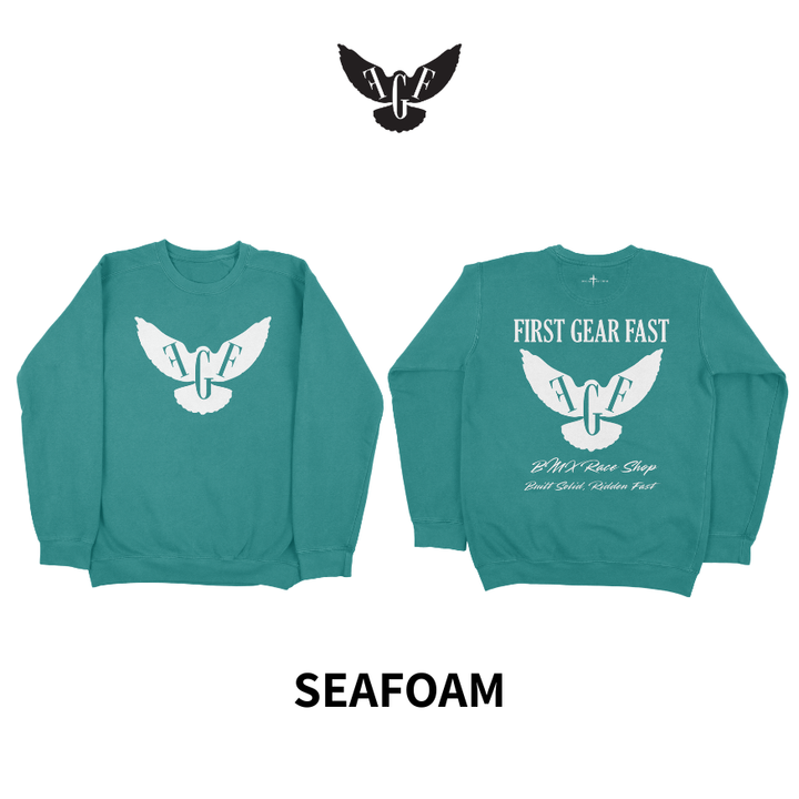 Premium Garment-Dyed Crewneck Sweatshirt – Soft Relaxed Fit Fleece Pullover | First Gear Fast