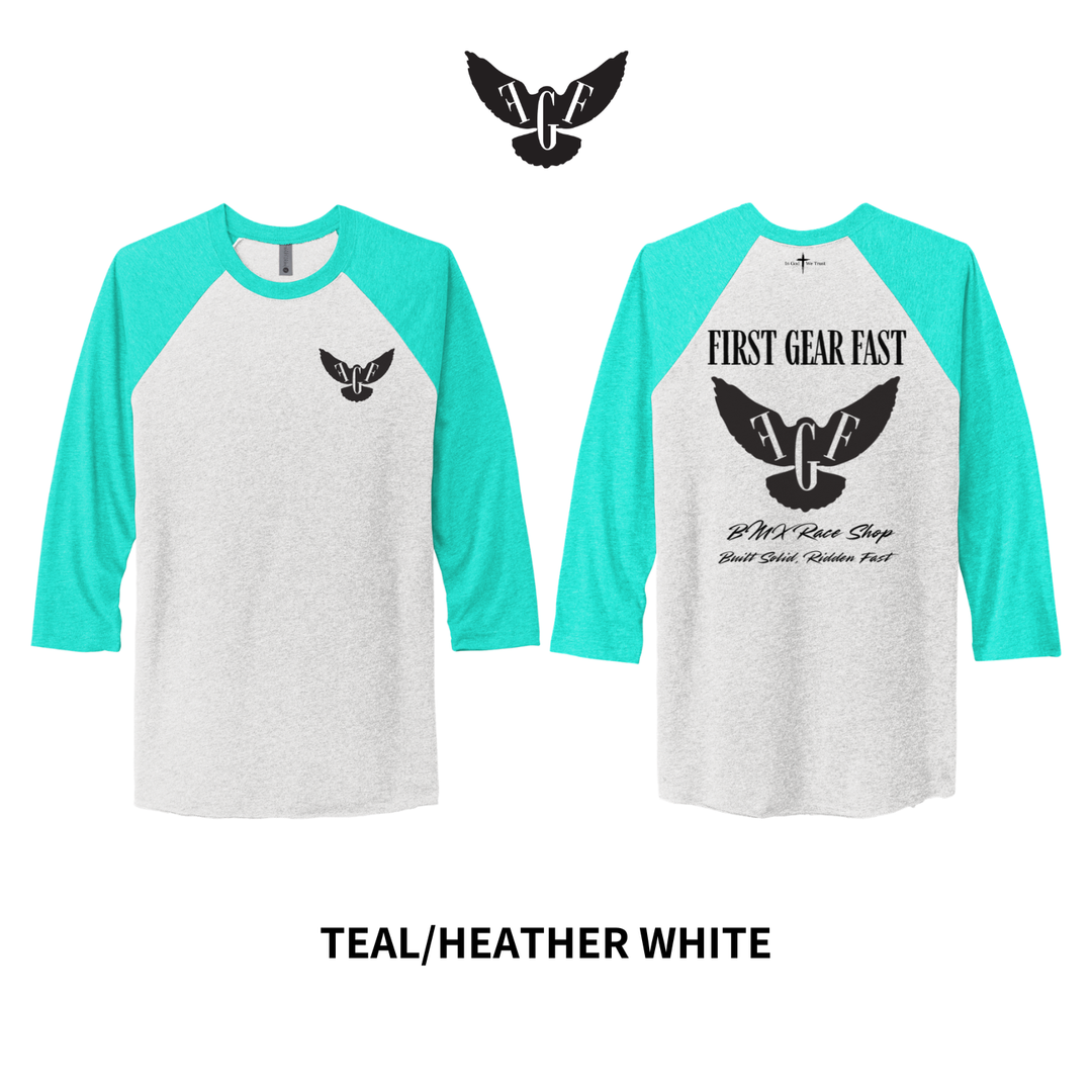 Premium Performance 3/4 Sleeve Raglan Shirt – Lightweight Athletic Tee | First Gear Fast