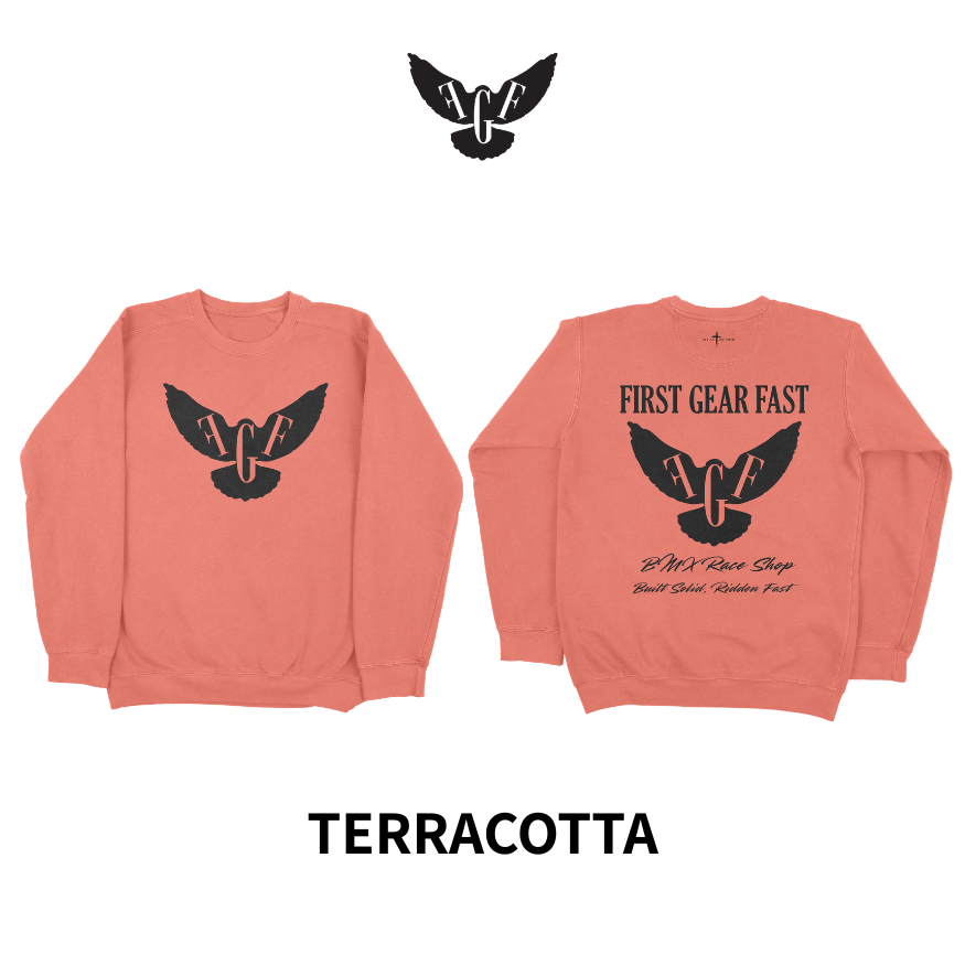 Premium Garment-Dyed Crewneck Sweatshirt – Soft Relaxed Fit Fleece Pullover | First Gear Fast