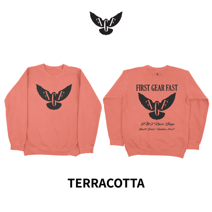 Premium Garment-Dyed Crewneck Sweatshirt – Soft Relaxed Fit Fleece Pullover | First Gear Fast