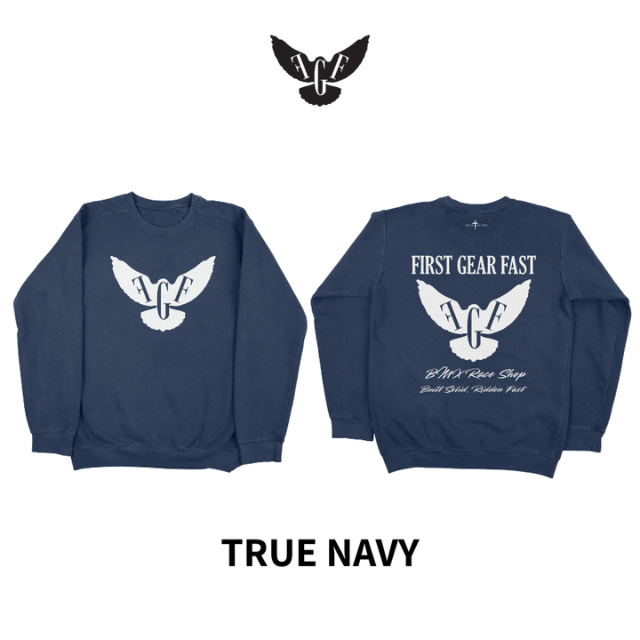 Premium Garment-Dyed Crewneck Sweatshirt – Soft Relaxed Fit Fleece Pullover | First Gear Fast