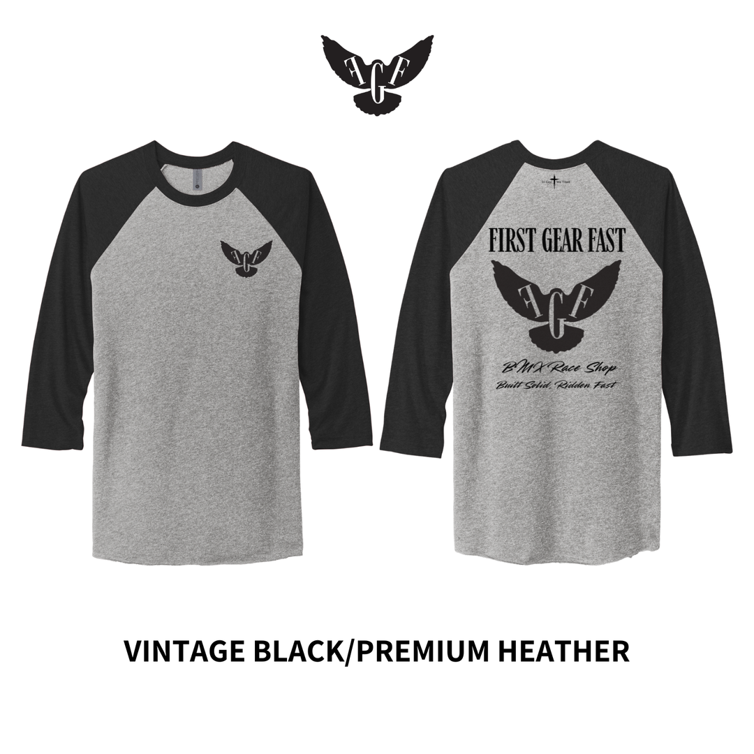 Premium Performance 3/4 Sleeve Raglan Shirt – Lightweight Athletic Tee | First Gear Fast