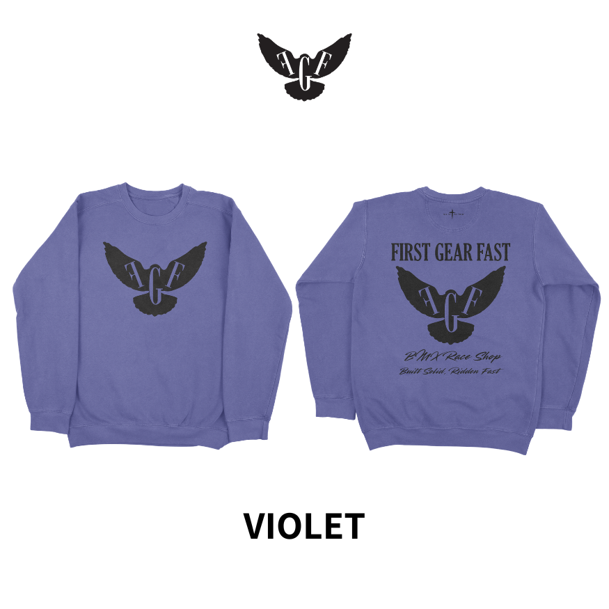 Premium Garment-Dyed Crewneck Sweatshirt – Soft Relaxed Fit Fleece Pullover | First Gear Fast