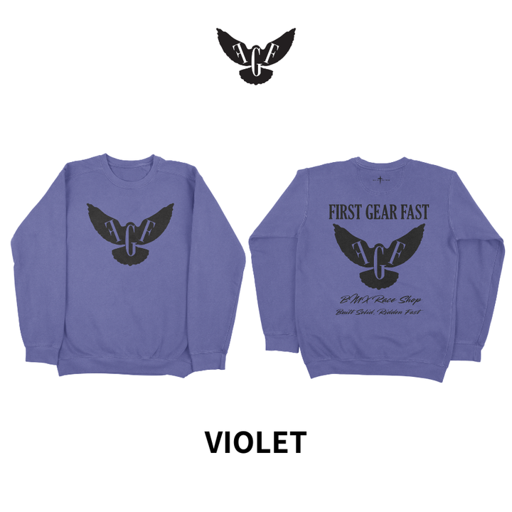 Premium Garment-Dyed Crewneck Sweatshirt – Soft Relaxed Fit Fleece Pullover | First Gear Fast