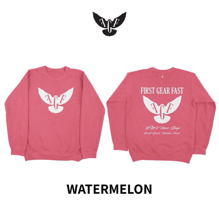 Premium Garment-Dyed Crewneck Sweatshirt – Soft Relaxed Fit Fleece Pullover | First Gear Fast