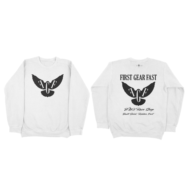 Premium Garment-Dyed Crewneck Sweatshirt – Soft Relaxed Fit Fleece Pullover | First Gear Fast